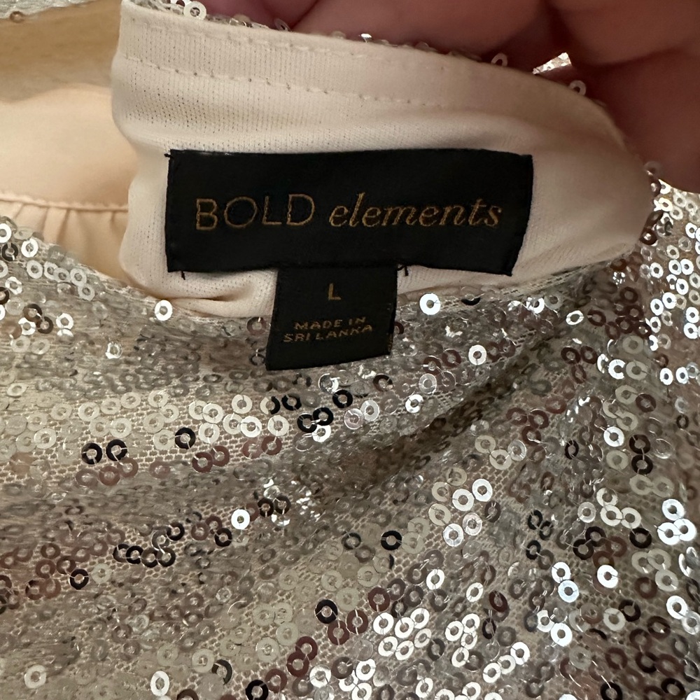 BOLD elements Shimmering Silver Sequin Blouse - image 2